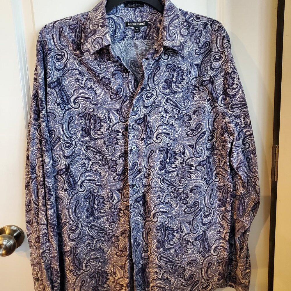 Express1MX Men's Modern Fit Long Sleeve Dress Shirt XL - Picture 4 of 4